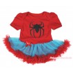 Halloween Red Baby Bodysuit Peacock Blue Red Pettiskirt & Spider Print JS4468